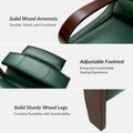 Set of 2 Alex Mid - Century Modern Genuine Leather Manual Recliners with Curved Wooden Arms